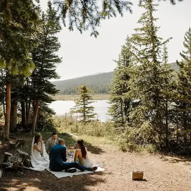 Couple laughing together during their ceremony