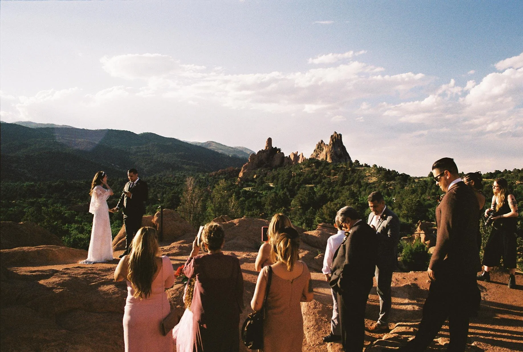 Couple exchanging vows at Garden of the Gods, Colorado